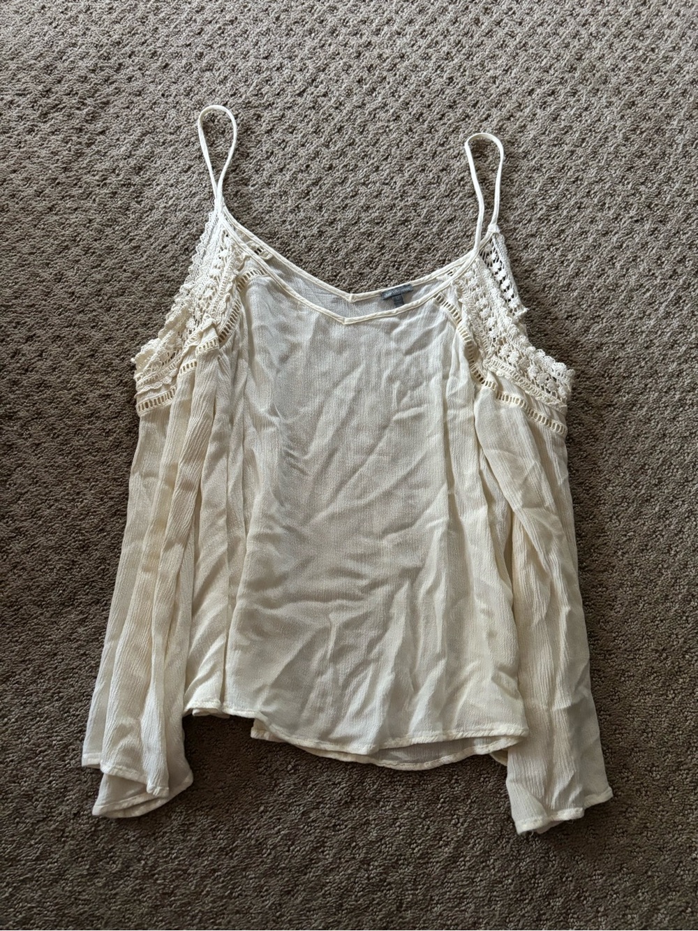 Charlotte Russe Women’s Cold Shoulder Cream Crochet Blouse